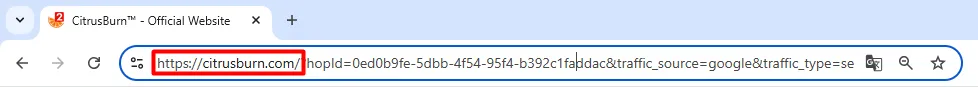 Example of CitrusBurn official website domain shown in browser address bar