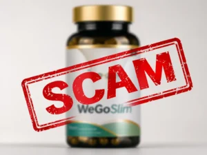 WeGoSlim scam alert image warning buyers about fake Amazon and eBay listings